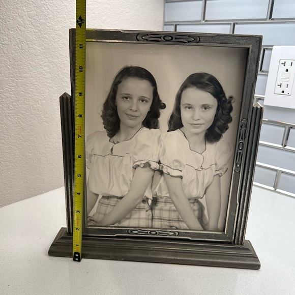 Vintage Art Deco Wood Swing Tilt Picture Frame 1930s Silver Gray - Picture 15 of 16